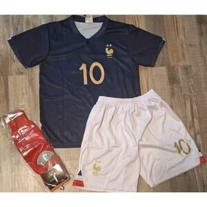 Kids Navy and White Soccer Matching Set with Gold Accents